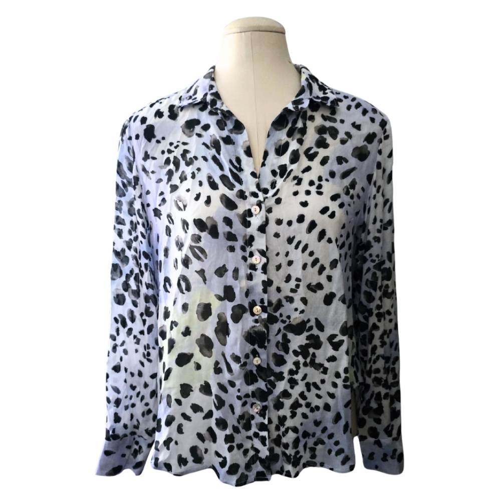 Cloth And Stone Anthropologie Animal Print Button Down Blouse Small